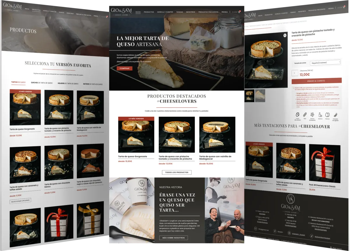 Pantallas del proyecto del proyecto web Giosam Foodart