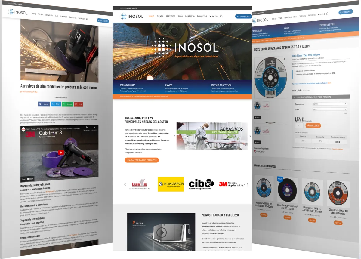 Pantallas del proyecto del proyecto web Inosol SL