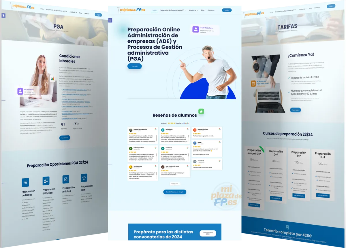 Pantallas del proyecto del proyecto web Mi Plaza de FP