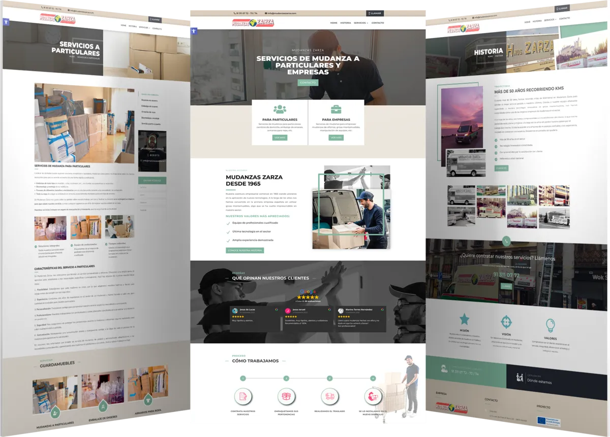 Pantallas del proyecto del proyecto web Mudanzas Zarza