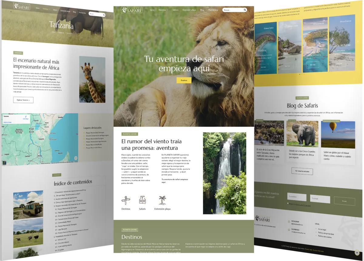 Pantallas del proyecto del proyecto web Planeta Safari