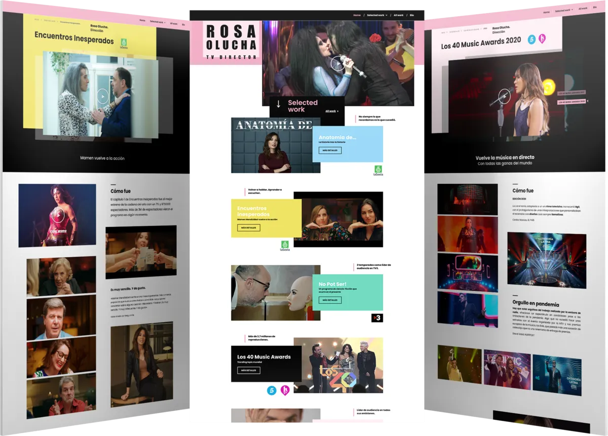 Pantallas del proyecto del proyecto web Rosa Olucha