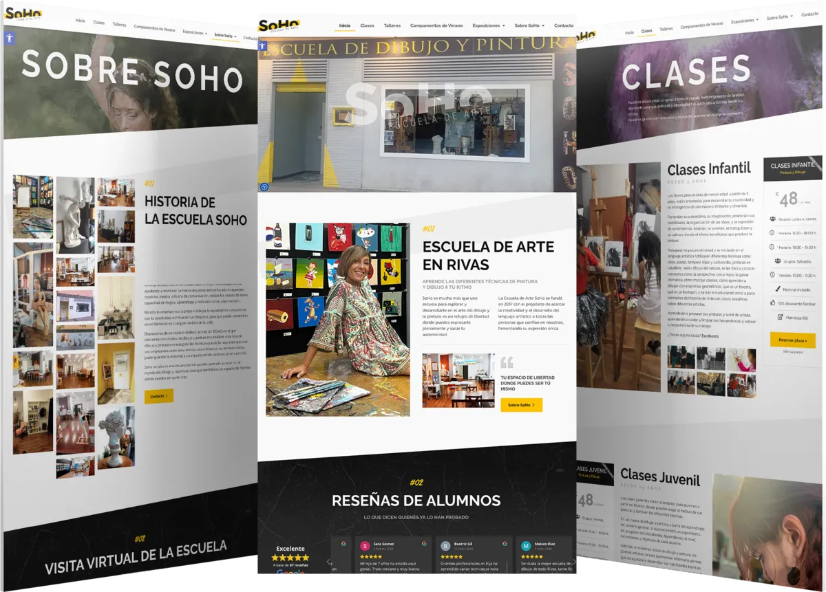 Pantallas del proyecto del proyecto web Escuela de arte Soho