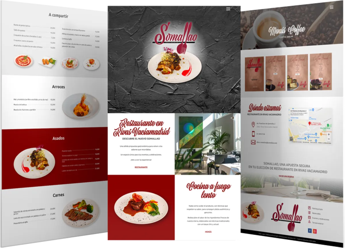 Pantallas del proyecto del proyecto web Somallao restaurante
