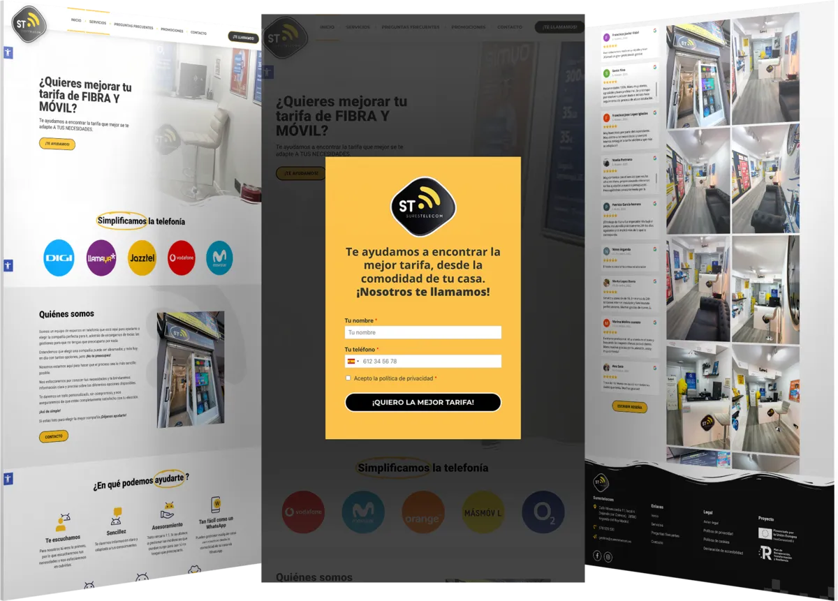 Pantallas del proyecto del proyecto web Surestelecom