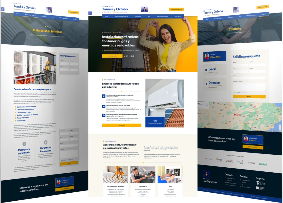 Pantallas del proyecto del proyecto web Tomás y Ortuño
