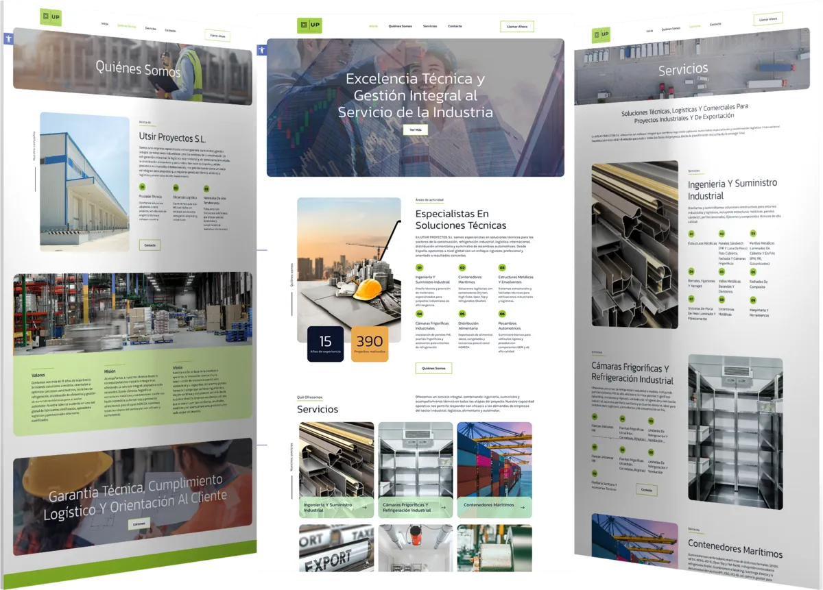 Pantallas del proyecto del proyecto web Utsir Proyectos