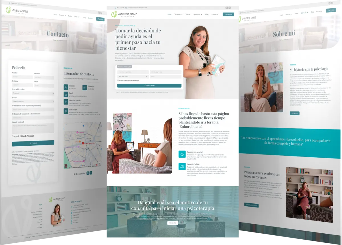 Pantallas del proyecto del proyecto web Vanessa Sanz