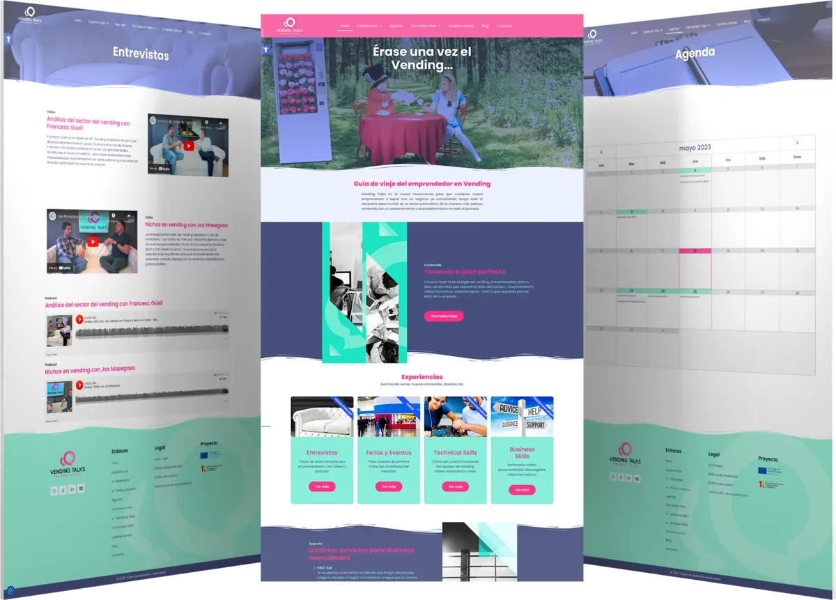 Pantallas del proyecto del proyecto web Vending Talks