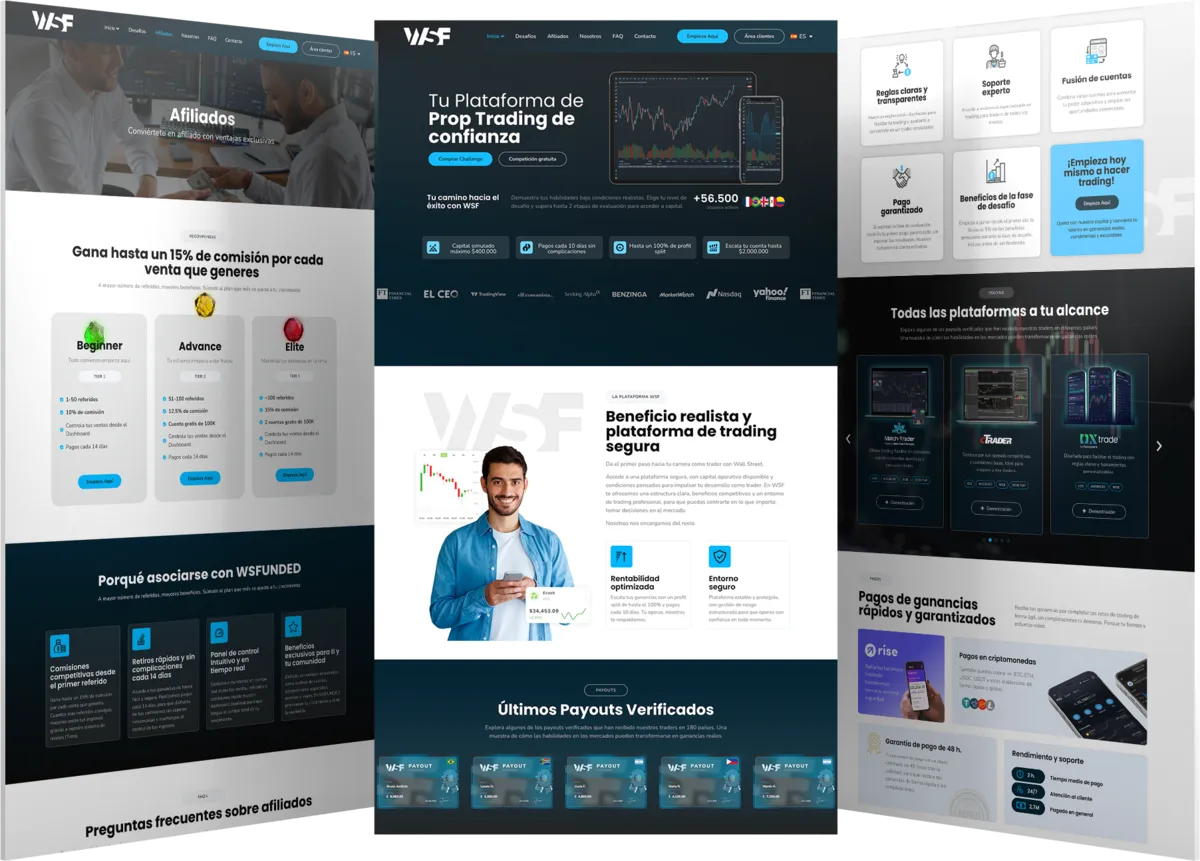 Pantallas del proyecto del proyecto web WSFunded
