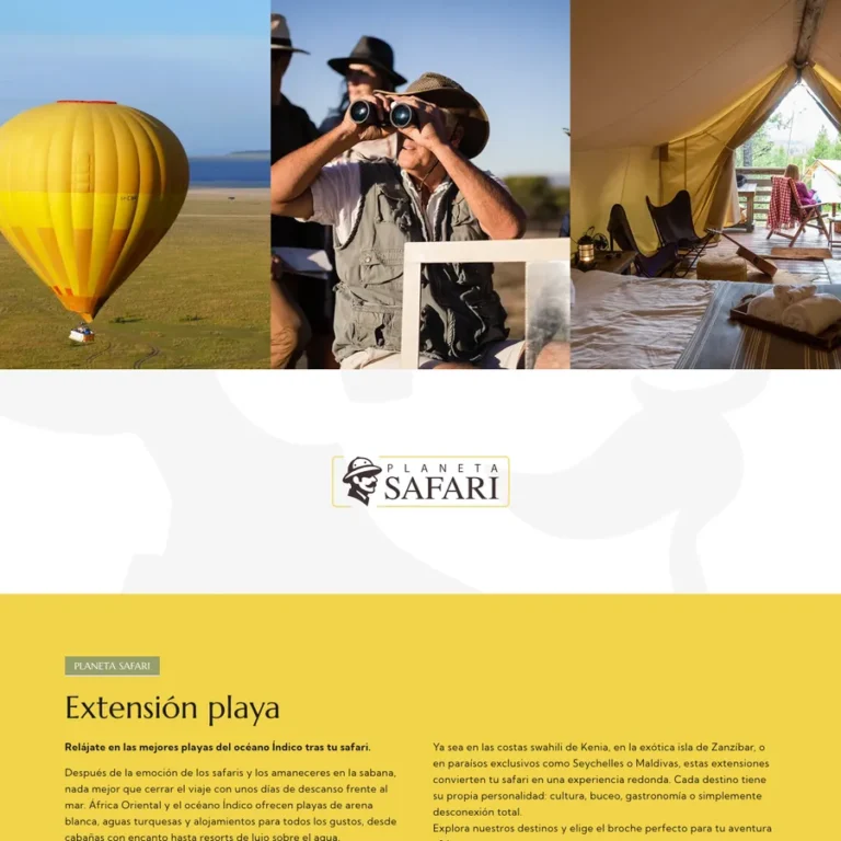 Detalle de interfaz del proyecto web Planeta Safari