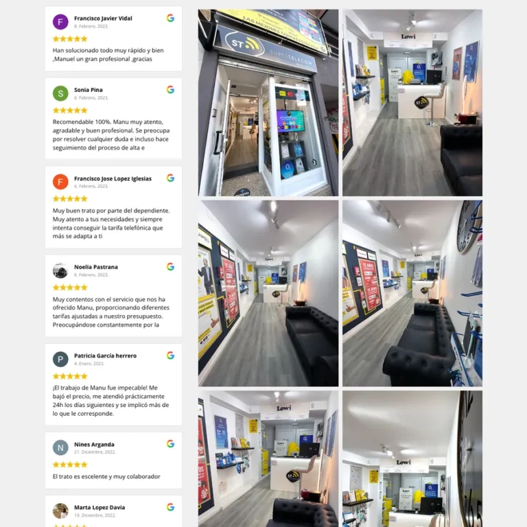 Detalle de interfaz del proyecto web Surestelecom