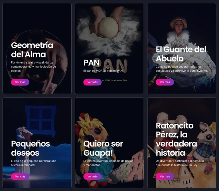 Detalle de interfaz del proyecto web Teatro PLUS