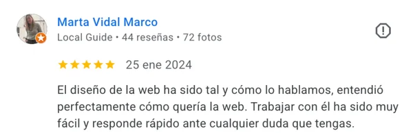 Testimonio de cliente del proyecto web Botón Blanco