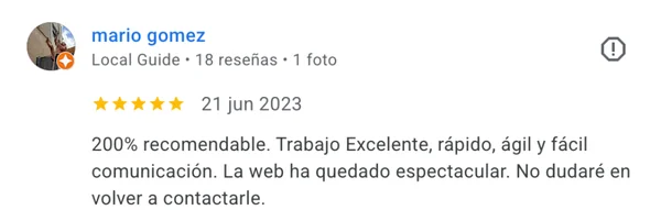 Testimonio de cliente del proyecto web Clínica Bruder