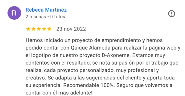 Testimonio de cliente del proyecto web D-Axoneme