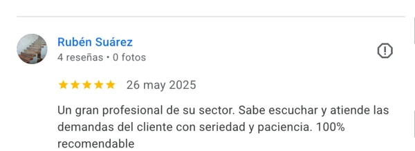 Testimonio de cliente del proyecto web Eco Tarimas