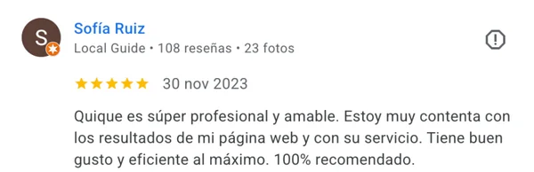 Testimonio de cliente del proyecto web Fisiokers Fisioterapia