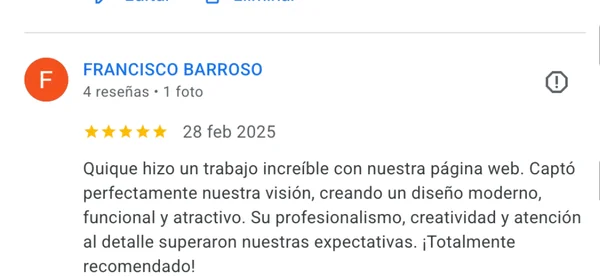 Testimonio de cliente del proyecto web Frigo Ibiza