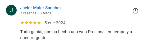 Testimonio de cliente del proyecto web Maier Jardineros