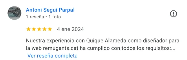 Testimonio de cliente del proyecto web Remugants