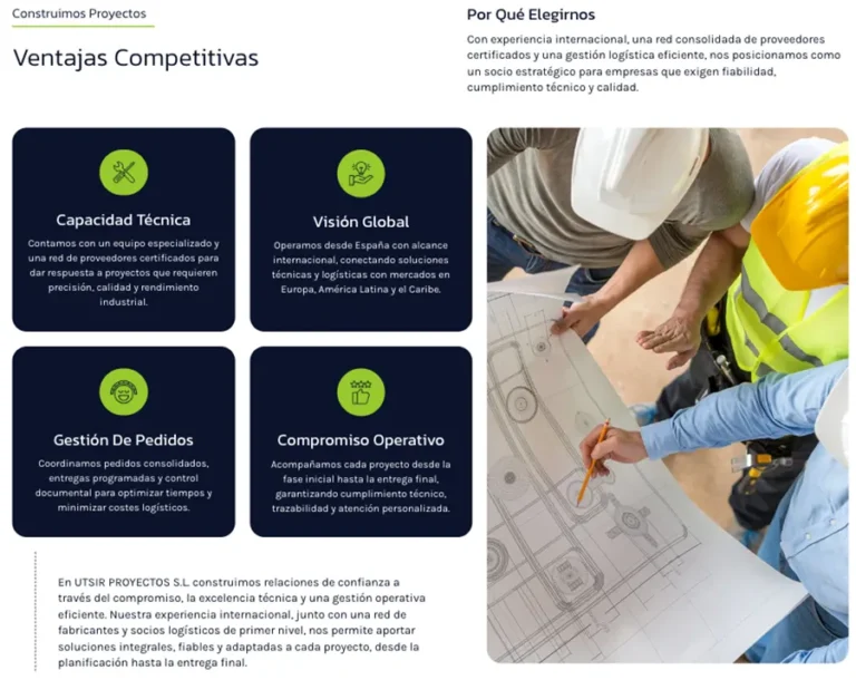 Detalle de interfaz del proyecto web Utsir Proyectos