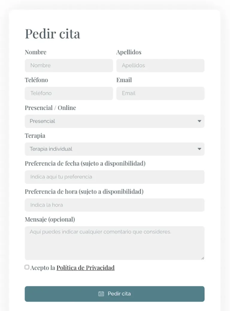 Detalle de interfaz del proyecto web Vanessa Sanz