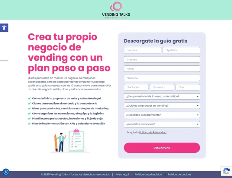 Detalle de interfaz del proyecto web Vending Talks