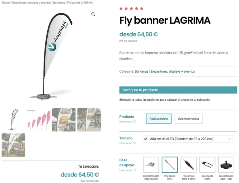 Detalle de interfaz del proyecto web Viva Print 24