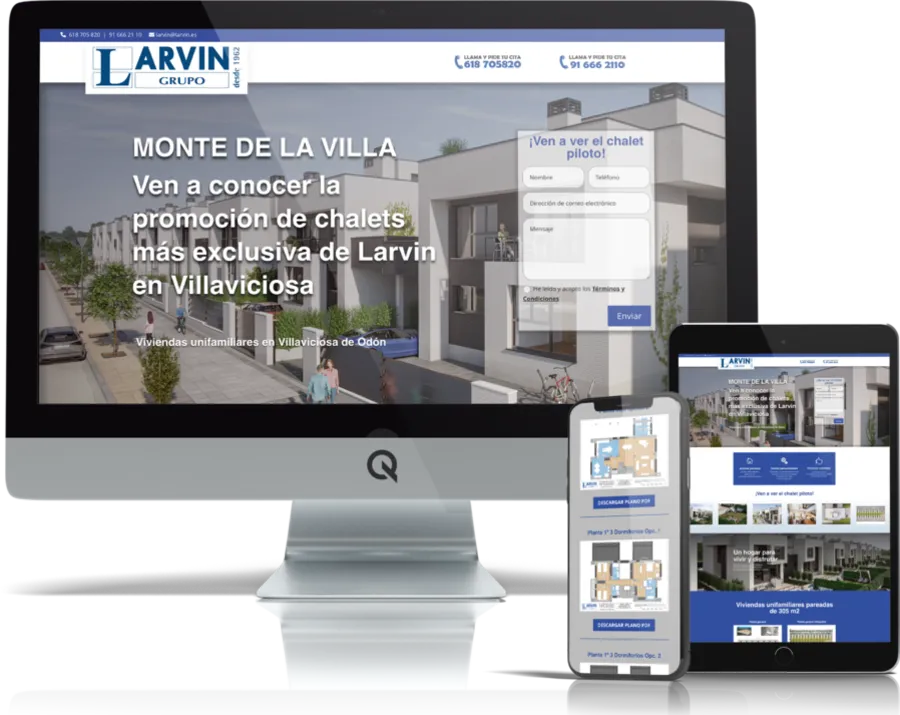 Diseño responsive del proyecto web Larvin Chalets Villaviciosa
