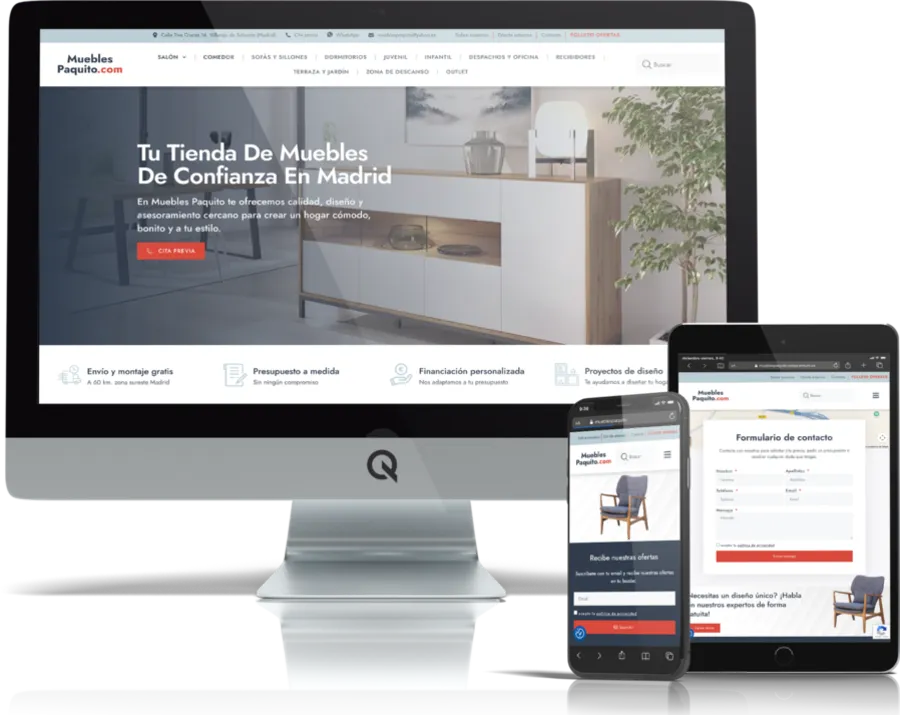 Diseño responsive del proyecto web Muebles Paquito