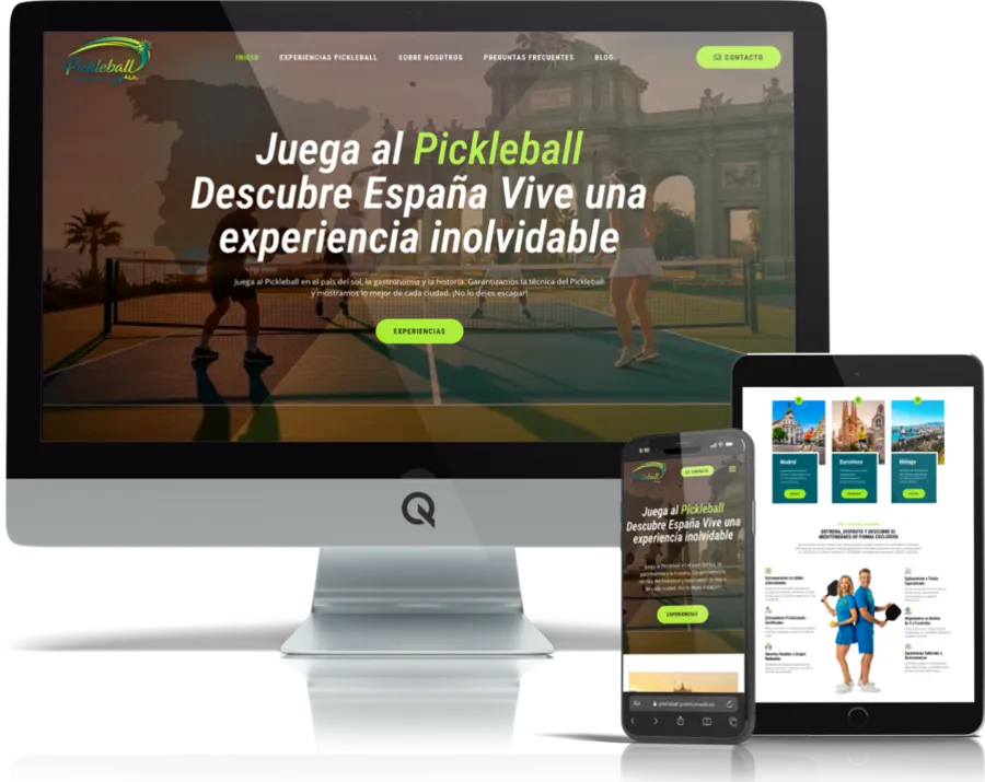 Diseño web Pickleball Holidays Spain en varios dispositivos