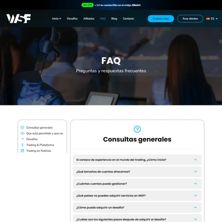 Detalle de interfaz del proyecto web WSFunded